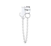 JZWCHQ bijoux Femmes Boucles d'oreilles en argent, 1pcs 100% 925 Sterling Silver Wring Chain de boucle d'oreille Snow Leopard Moon étoiles Moucles d'oreilles pour femmes Bijoux de chaîne
