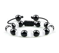 JZWCHQ Bijoux Naturel Noire Obsidienne Bracelet Bracelet Tiger Eye Stone Cat Bracelet Yoga Yoga Essential Elastic Strand Bangles Gift Jewellery
