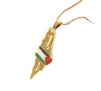 JZWCHQ Bijoux Nouveau 2025 Arrivée Arabe et Hébrew Israël Palestine Carte Pendant Colliers Femmes Cadeaux Israéliens avec vous pour vous Accessoires Gift Créatif Créable Gift