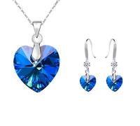 JZWCHQ Bijoux s925 Ensemble de Bijoux pour Femmes - Collier Pendentif Coeur Tour de Cou et Ensemble de Boucles d'oreilles Pendantes, Colliers Punk empilables en Zircon Bijoux Faits à la Main