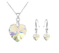 JZWCHQ Bijoux s925 Ensemble de Bijoux pour Femmes - Collier Pendentif Coeur Tour de Cou et Ensemble de Boucles d'oreilles Pendantes, Colliers Punk empilables en Zircon Bijoux Faits à la Main