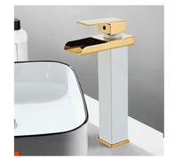 JZWCHQ Black Waterfall Bathroom Bathin Basin Robinet carré Vanité Vanité Mixer Hot & Cold Lavotory Tap Single Handle Maborers Chrome Gold, Installation facile