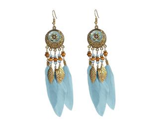 JZWCHQ Boho Feat Leaf Grocs d'oreilles pour les femmes Girls Gold plaqué Long Ball Berle Feuille Fringe CZ Email Dreamcatcher Déclaration Charmes Drop Sangling Fish Hook Stump Léger Antique