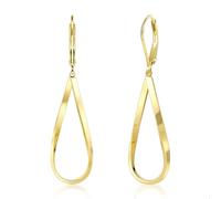JZWCHQ Boucles d'oreilles à double cerceau en larme géométrique en larme pour femmes avec fermeture de levier, en argent en or 14 carats sterling, style gros