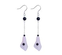 JZWCHQ Boucles d'oreilles à Tige pour Femme - Boucles d'oreilles Faites à la Main en Argent S925 - Calla Lily Rose - Costume de Bricolage - Agate Noire Antique - Boucle d'oreille en Forme