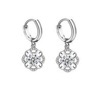 JZWCHQ Boucles d'oreilles carrées Creuses avec zircone cubique, 925 Boucles d'oreilles en Argent Sterling, Boucles d'oreilles en Pendaison de Pendaison de peille