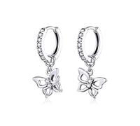 JZWCHQ Boucles d'oreilles de cerceau en ligne de papillon mignonne pour femmes S925 argent sterling avec charmes Huggie Hoops Crystal Drop Cartilage Filigree Bijoux Disdicate Fashion Deny pour