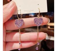 JZWCHQ Boucles d'oreilles de chaîne de chaîne de cristal brillant femelle bijoux de mariage cadeaux d'anniversaire