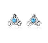 JZWCHQ Boucles d'oreilles de Chariot de Citrouille Mignonne pour Femmes 925 Argent Sterling zircone Vintage Chanceux Princesse Minuscule Petits étalons Cartilage hypoallergénique Anniversaire de
