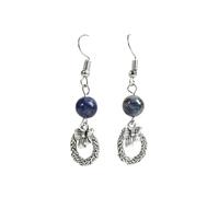 JZWCHQ Boucles d'oreilles en pierre naturelle pour femmes - Créatif 6 mm Amethyst Round Berle Pendre de couronne creux, Fashion Fashion Fonction à la main Natural Raw Gemstone Women Party Gift UI