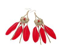 JZWCHQ Boucles d'oreilles en plumes pour femme - Boucles d'oreilles bohème longues en plumes pour femmes pendentif vintage de mariage pendientes bijoux cadeaux accessoires ui, taille unique