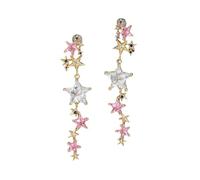 JZWCHQ Boucles d'oreilles en vergot de Crystal Long Star pour femmes 925 Poste de poteau argent sterling 14k plaque d'or