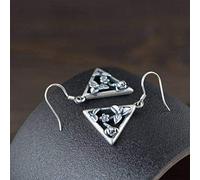 JZWCHQ Boucles d'oreilles pour Femmes, Boucles d'oreilles Chinoises S925 Boucles d'oreilles rétro thaïlandaises Fashion Triangle Hollow Small Flower Oreads Boucles d'oreilles