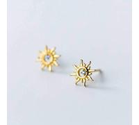 JZWCHQ Boucles d'oreilles pour femmes, S925 Boucles d'oreilles femelles de style coréen art blue diamant creux rond boucles d'oreilles mignonnes