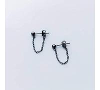 JZWCHQ Boucles d'oreilles pour femmes, S925 Boucles d'oreilles féminines style coréen simple légère perle arrière suspendu la chaîne d'oreille tempérament Cap Girlback
