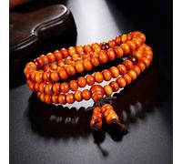 JZWCHQ Bouddhiste de santal naturel Bouddha Bouddha Bracelets de prière Perle Perle Mala 108 Per perlé 6 mm Femmes hommes Bracelets et bracelets bijoux orange