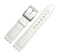 JZWCHQ Bracelet de montre en cuir de veau véritable 17 mm 19 mm pour Swatch Bracelet pour homme et femme Motif alligator, 19mm, A