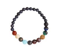 JZWCHQ Bracelet Planet Men Femmes Stone Natural Chakra Galaxy Solar Bracelet Coupages Bracelets Bracelets (Couleur métallique: femmes 6 mm 8 mm)