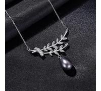 JZWCHQ Branches et feuilles de collier de pendentif en perles naturels 925 bijoux en argent sterling pour les femmes de datation de mariage cadeau