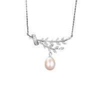 JZWCHQ Branches et feuilles de collier de pendentif en perles naturels 925 bijoux en argent sterling pour les femmes de datation de mariage cadeau