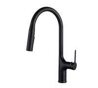 JZWCHQ Brass à trois fonctions à trois fonctions à poignée à poignée chaude et à eau froide Crirane Coundre de cuisine montée Baucheur à traction de robinet de cuisine (Black-01)