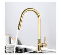 JZWCHQ Brosse de Salle de Bain Gold Wipspread Faucet Hot and Cold Three Trois Trou Bouxeur de lavabo 8 Pouces Robinet Noir Nickel (Gold Gold)