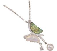 JZWCHQ Collier accessoires papillon pour femmes, colliers de clavicule pendentif gradient en argent sterling, collier de cou, bleu rose