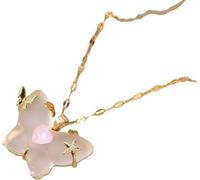 JZWCHQ Collier accessoires papillon pour femmes, colliers de clavicule pendentif gradient en argent sterling, collier de cou, bleu rose