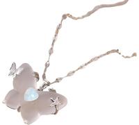 JZWCHQ Collier accessoires papillon pour femmes, colliers de clavicule pendentif gradient en argent sterling, collier de cou, bleu rose
