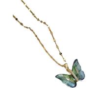 JZWCHQ Collier accessoires papillon pour femmes, colliers de clavicule pendentif gradient en argent sterling, collier de cou, bleu rose