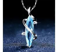 JZWCHQ Collier argenté 925 pour femmes bijoux de pendentif aigue-marine avec des pierres précieuses ornements de cou en forme d'eau femelle