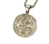 JZWCHQ Collier Benedict pour les femmes et les hommes, 925 STERLING Silver Religious San Benito Medal Pendant, Médailles Benedict, Medalla de San Benito, San Benito Medalla, Saint-Benoît