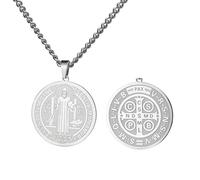 JZWCHQ Collier Benedict pour les femmes et les hommes, 925 STERLING Silver Religious San Benito Medal Pendant, Médailles Benedict, Medalla de San Benito, San Benito Medalla, Saint-Benoît