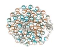 JZWCHQ Collier chapelet religieux accessoire pour femmes, pendentif croix chrétienne marie jésus, chaînes de perles longues de 8MM, perles