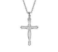 JZWCHQ Collier croisé en or 14K avec accent Moissanite, pendentif crucifix chrétien, bijoux intemporels pour femmes