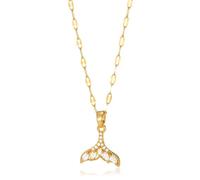 JZWCHQ Collier de Baleine pour Femmes, 925 Sterling Silver Chain Sirène Colliers Pendants pour Femmes pour Femmes Fish Vintage Couleur Nautique Collier de Tour de Cou Baleine - Collier de Baleine, Or