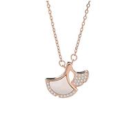 JZWCHQ Collier de bijoux Collier de feuilles de ginkgo trois vies chanceux pendentif Rose Femmes Clicule Chaîne Femmes Pendant