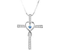 JZWCHQ Collier de Croix de cœur Infinity 925 Argent Sterling pour Femmes et Filles, Collier CZ Brillant avec Croix Religieuse - Collier de Foi avec cœur et Croix, chrétien catholique