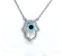 JZWCHQ Collier de pendentif à main d'opale synthétique 925 Collier de bijoux Chaîne de câble de femmes 16 "+2" Fabriqué en Chine