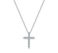 JZWCHQ Collier de pendentif croisé Moissanite pour femmes 100% 925 argent sterling 0,1ct 3 mm D Color Diamond Colliers