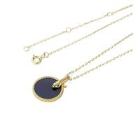 JZWCHQ Collier de pendentif d'agate noire 925 argent sterling pour femmes plaquées d'or 45 cm Cadeaux de chaîne bijoux