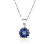 JZWCHQ Collier de pendentif en pierre de pierre bleu naturel pour femmes bijoux 925 STERLING ROUND STAIL PRENDANT