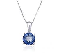 JZWCHQ Collier de pendentif en pierre de pierre bleu naturel pour femmes bijoux 925 STERLING ROUND STAIL PRENDANT