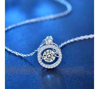 JZWCHQ Collier de pendentif Moisanite de 5 mm pour les femmes battant 925 Chaîne de coupe brillante ronde en argent sterling avec cadeau