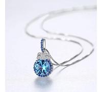 JZWCHQ Collier de pendentif topaze bleu 7 mm pour les femmes Collier de pierre de pierre de joie Mariage Femme 925 Cadeaux de bijoux en argent