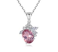 JZWCHQ Collier de pierre précieuse rose pour femmes pendentif fine bijoux de datation des accessoires de Noël fabriqués en Chine