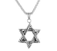 JZWCHQ Collier étoile de David pour Femmes et Hommes, Pendentif étoile de David en Argent Sterling 925, chaîne hexagramme Double Couche, Collier étoile juive pour Femmes, Collier étoile de David pour