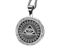 JZWCHQ Collier œil d'Horus en Argent Sterling 925 pour Hommes et Femmes, Collier Punk Rock pour Tous Les Yeux - Collier Unisexe œil de Ra, Pendentif œil d'Horus, Collier Illuminati pour