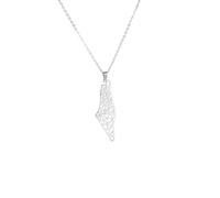 JZWCHQ Collier israélien 925 Serling Silver Israël Palestine Carte Pendant Collier Land Colliers Géographie Colliers pour Femmes Bijoux Gift en Gros - Collier Israël, apportez-Les