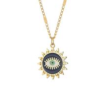 JZWCHQ Collier Mauvais œil pour Femmes et Filles, cœur Autour du Mauvais œil Bleu, Collier Soleil, Colliers Pendentif œil, Collier Mauvais œil en Or, Collier Mauvais œil en Argent
